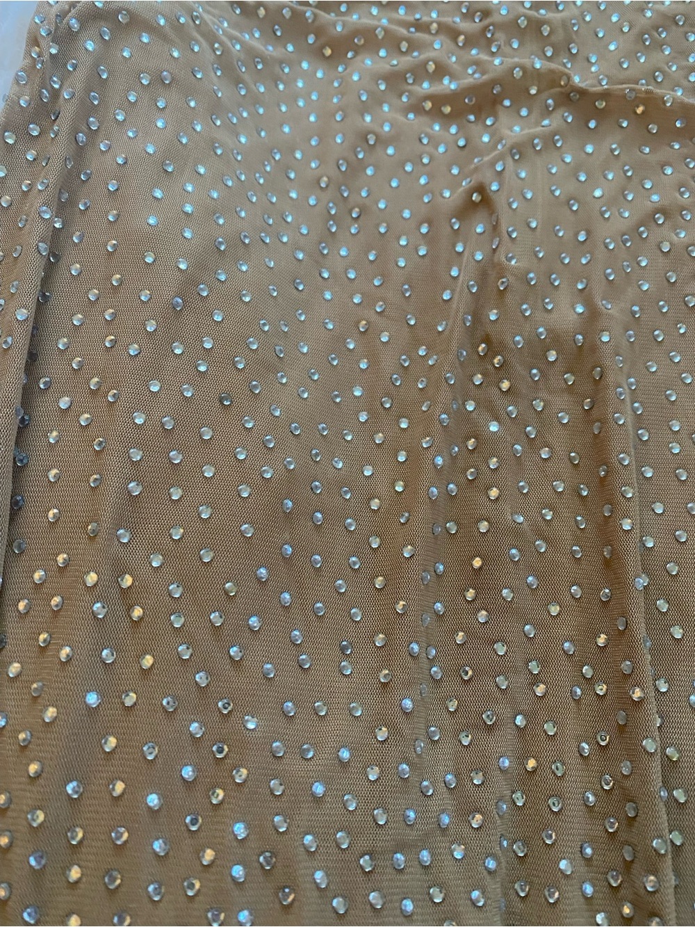 Crystal-Embellished Nude Bodycon Jumpsuit - Picture 4 of 4